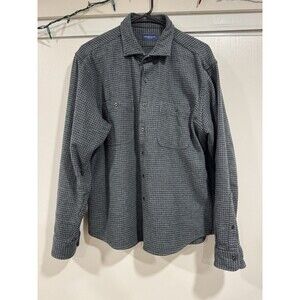 Proper Cloth Mens L Heavyweight Cotton Button Down Shirt Gray Custom Fit